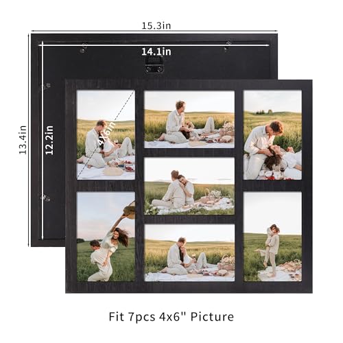 4x6 Picture Frame Collage for Wall Decor with Real Glass (Rustic Black / 13x15in (2Pack))