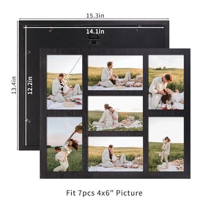 4x6 Picture Frame Collage for Wall Decor with Real Glass (Rustic Black / 13x15in (2Pack))