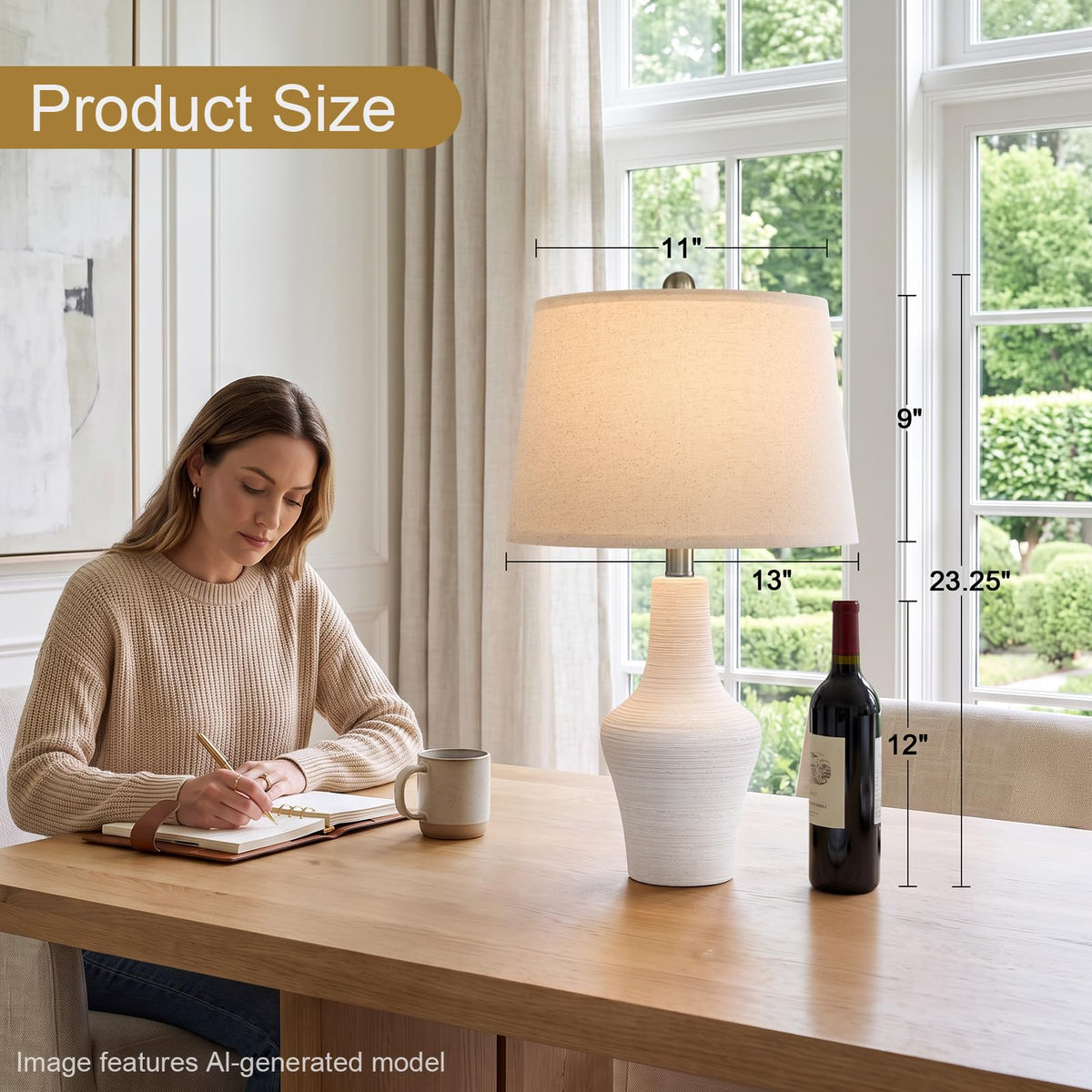 23" Farmhouse Ceramic Table Lamp Modern Bedside Lamps Off (23.25" Single - Off-White)