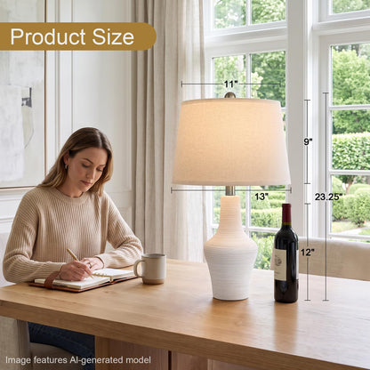 23" Farmhouse Ceramic Table Lamp Modern Bedside Lamps Off (23.25" Single - Off-White)