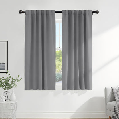 Blackout Curtains Thermal Insulated Window Treatment Panels Room Darkening Blackout Drapes for Living Room Back Tab (Silver Grey / 52"W x 63"L (Pack of 2))