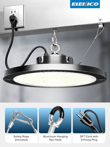 Super Bright 250W 37500LM UFO LED High Bay Light with Plug 5ft Cable (250W-6PACK)