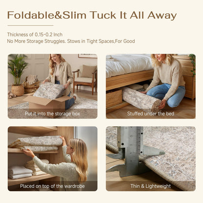 Beige Runner Rugs 2x10 Washable Rug Indoor Carpet (Multi Beige / 2' x 10' (Runner))