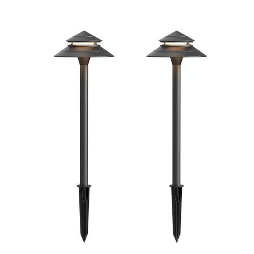 Pathway Lights Low Voltage Outdoor Landscape Lighting 2W 70 Lumen 2700K 12V AC Path Lights Warm White Light with Bulb Connector Spike Stake for Garden Yard Driveway Lawn