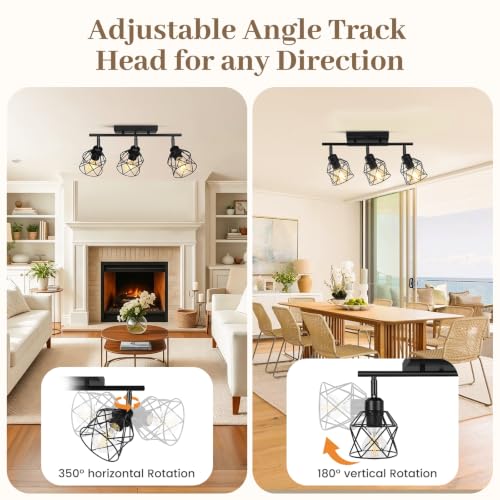 Black Semi Flush Mount Ceiling Light with Metal Cage