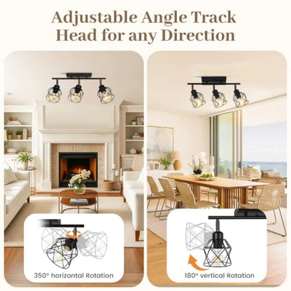 Black Semi Flush Mount Ceiling Light with Metal Cage