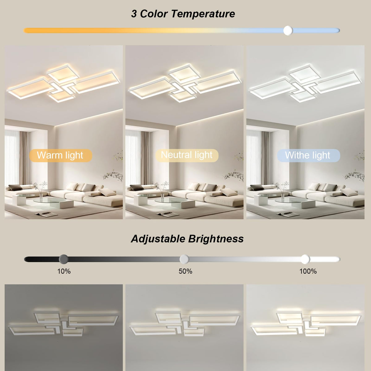 Modern Ceiling Light 32'' 50W 3000K (White / 32 in)