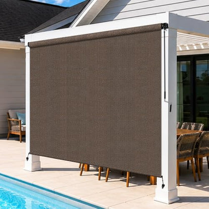 Outdoor Roller Shades for Patio (Mocha / 96"W x 72"H)
