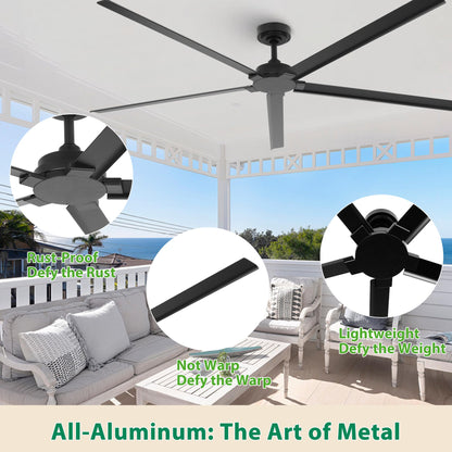 72" Outdoor Ceiling Fan With Remote (Black / 72-inch)