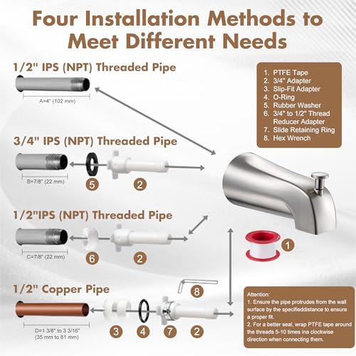 Universal Bathtub Tub Spout with Diverter
