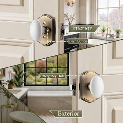White Door Knobs with Gold Camelot Trim