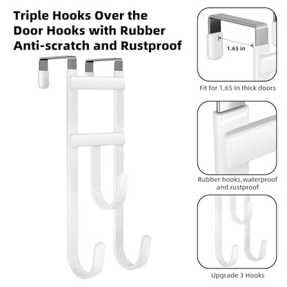 2 Pack Over the (White / Short hooks-2 Packs Fit 1 1/2" Interior Door)