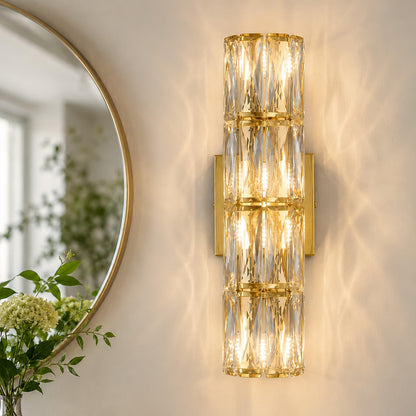 Gold Crystal Wall Sconces Mid (Gold Cylindrical)