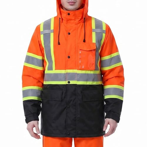 Rain Jacket Men Hi Vis Rain Coats Reflective Raincoat High Visibility Work Suits for Men Women Waterproof