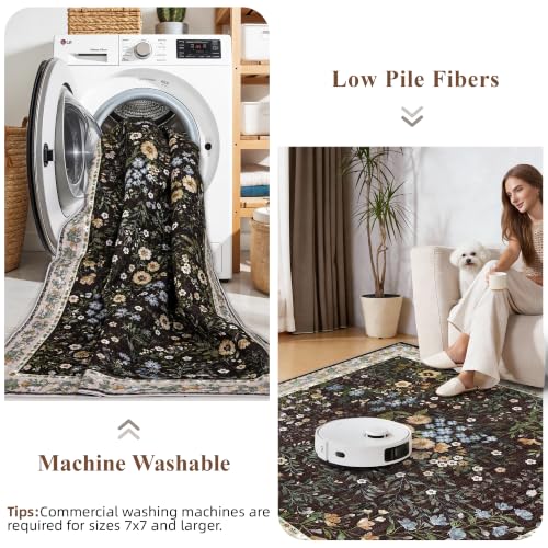 5x5 Living Room Area Rug Washable (Brown / 5x5)
