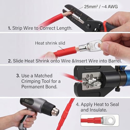 Copper Wire Lugs Kit with Heat Shrink