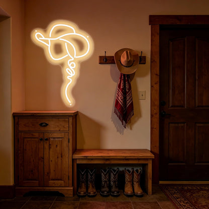 Cowgirl Hat Neon Sign Western Rodeo Rustic Bar Bedroom Decor (Western Art Cowgirl)