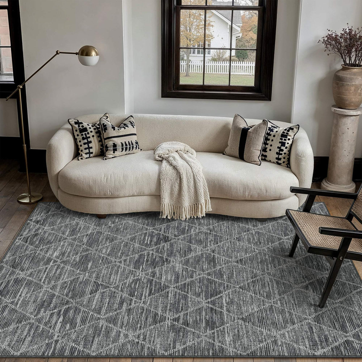 5x7 Area Rug Black Washable Rugs for Living Room (L| Black / 5' x 7' (Rectangular))