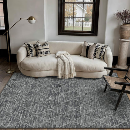 5x7 Area Rug Black Washable Rugs for Living Room (L| Black / 5' x 7' (Rectangular))
