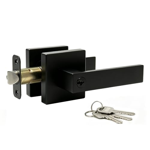 Black Door Handle Heavy Duty Interior Door Lever with Lock