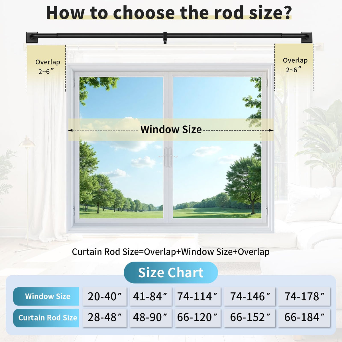 Black Curtain Rods for Windows 66 (Black / 66"-152")