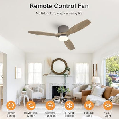 48" Flush Mount Ceiling Fan with Light
