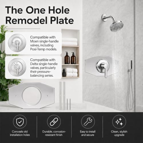 One-Hole-Remodel-Cover-Plate for 2 Handle or 3 Handle ShowerPolished Chrome (Polished Chrome)