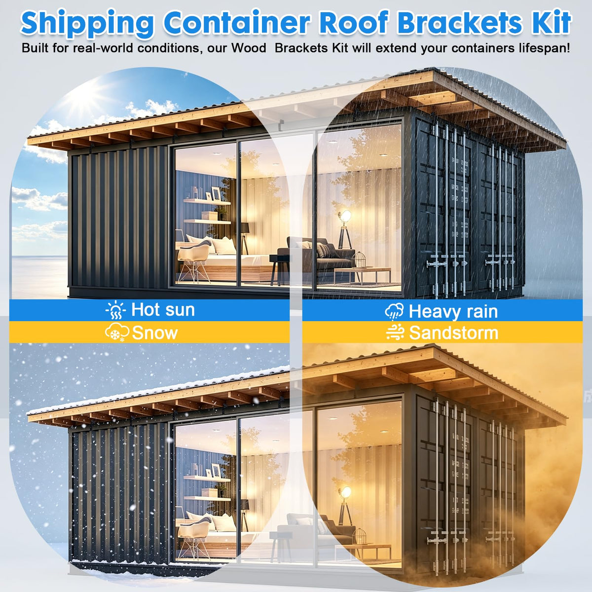 40 Foot Shipping Container Roof Brackets Fits (Black 44)