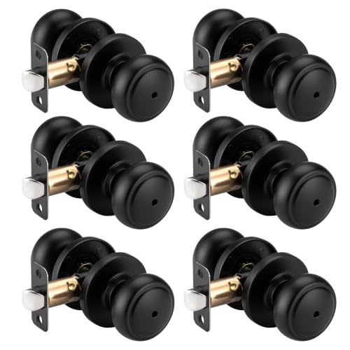 Champagne Bronze Bathroom Door Knobs with Release Lock Hole