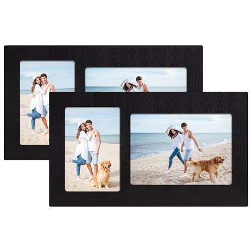 4x6 and 5x7 Collage Picture Frame Set of 2 (Rustic Black / 7.5x13in (2Pack))
