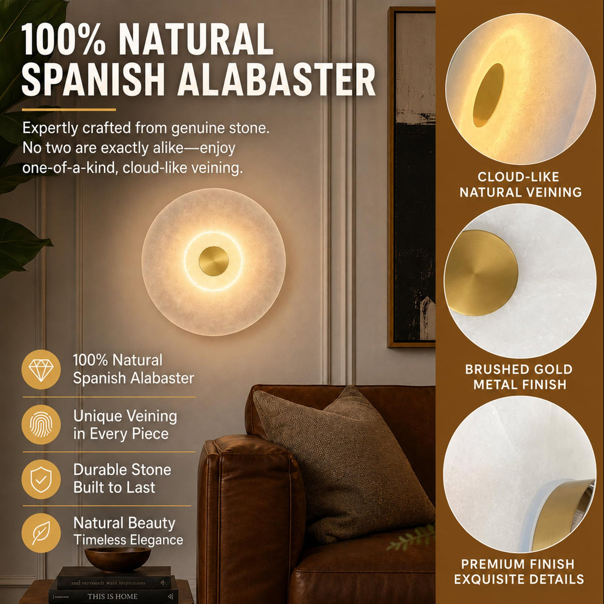 Natural Spanish Alabaster Wall Sconce (Spanish Alabaster)