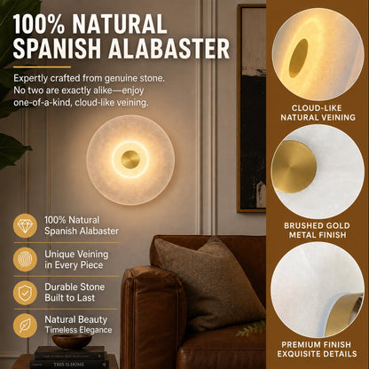 Natural Spanish Alabaster Wall Sconce (Spanish Alabaster)