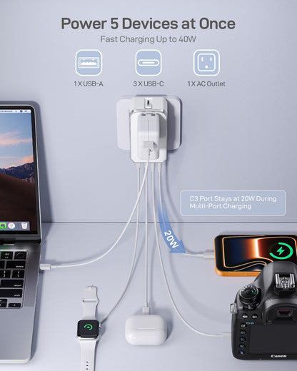Air 65W Universal Travel Adapter PD&QC with 1AC (White)