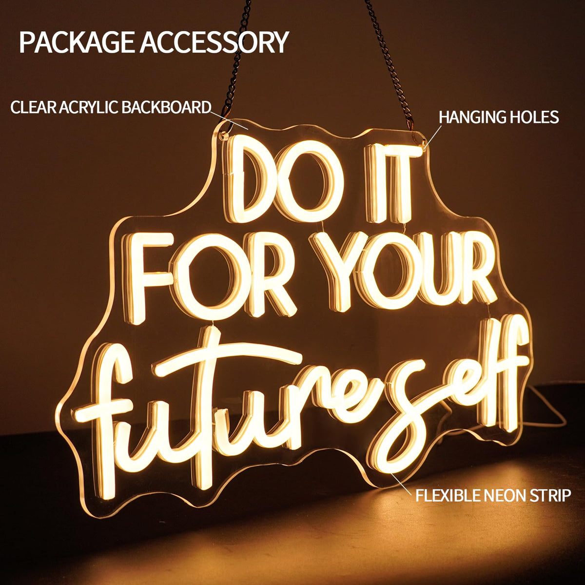 Do It For Your Future Self Neon Sign for Classroom Dimmable Positive Neon Light for Wall Decor Motivational Quote Led Sign for Kids' Room Living Room Art Decor Gift for Kid 16.5" x 10.2" (Do it for your future self)