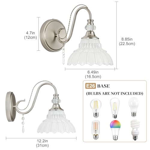 1 Piece Brushed Nickel Finish Wall Sconce (Nickel and White / 1-Light)