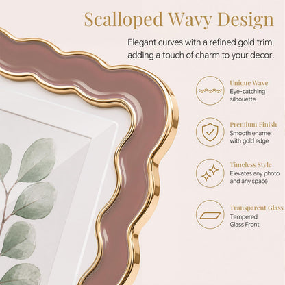 8x10 Scalloped Wavy Metal Picture Frame (Dusty Mauve / 8x10)