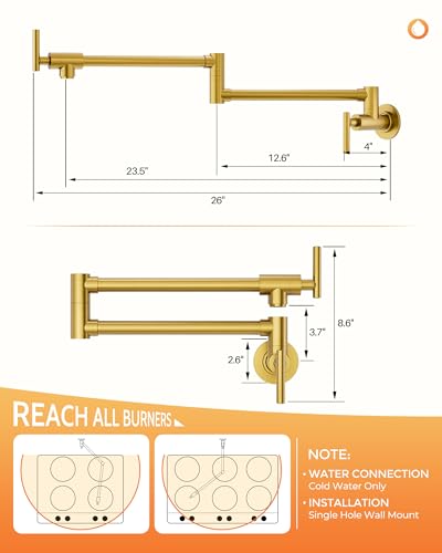 Pot Filler Wall Mount Stove Faucet