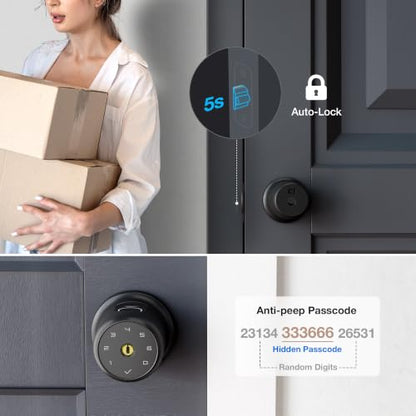 Fingerprint Door Knob Lock with Keypad Biometric Door Knob Auto