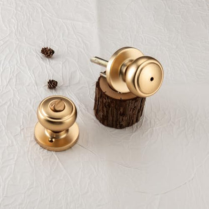 Champagne Bronze Bathroom Door Knobs with Release Lock Hole