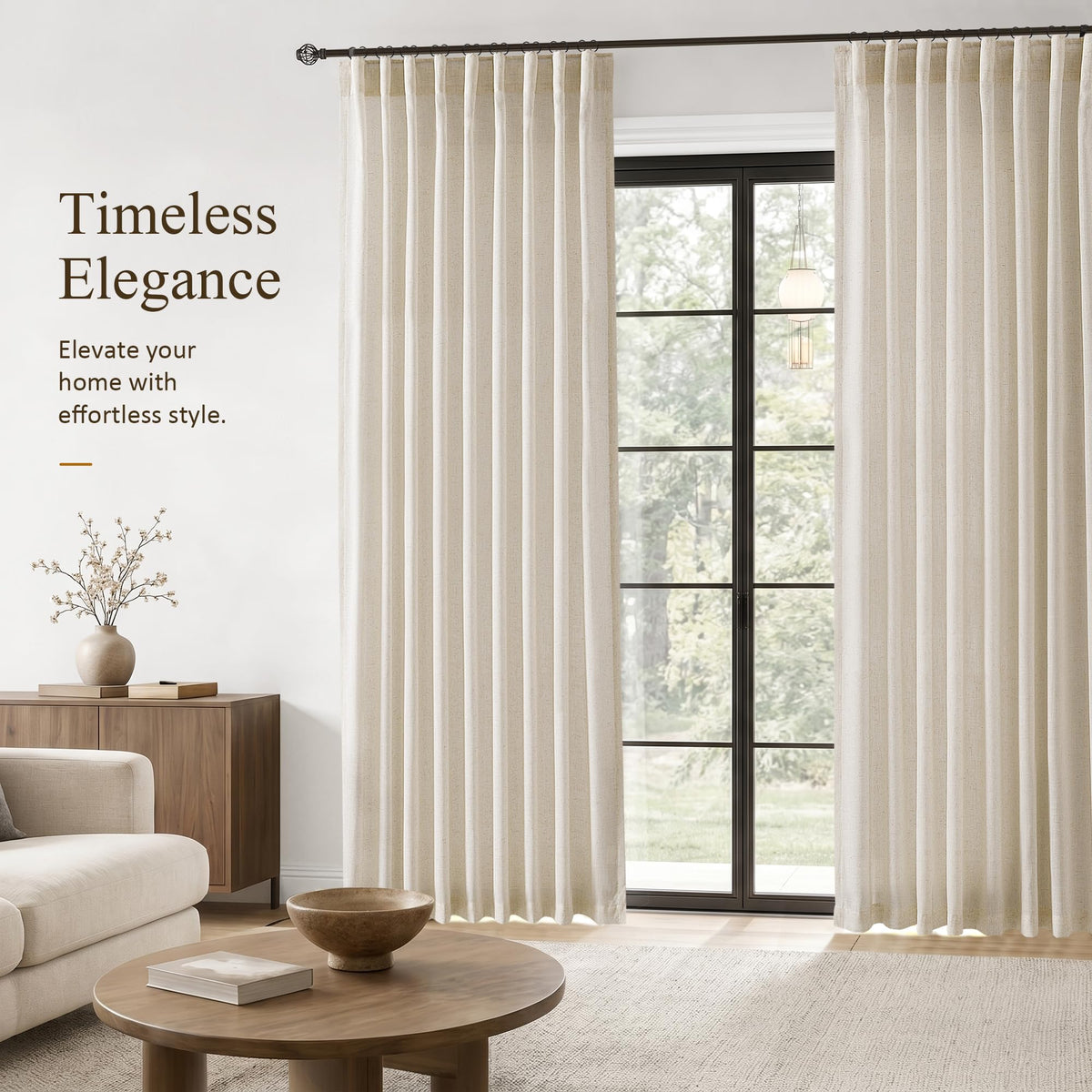Cream Linen Curtains 80 Inches Long 2 Panels Drapes for Living Room (Linen / 50"W x 80"L (Pack of 2))