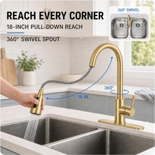 Commercial Kitchen Faucet with Pull Down Sprayer