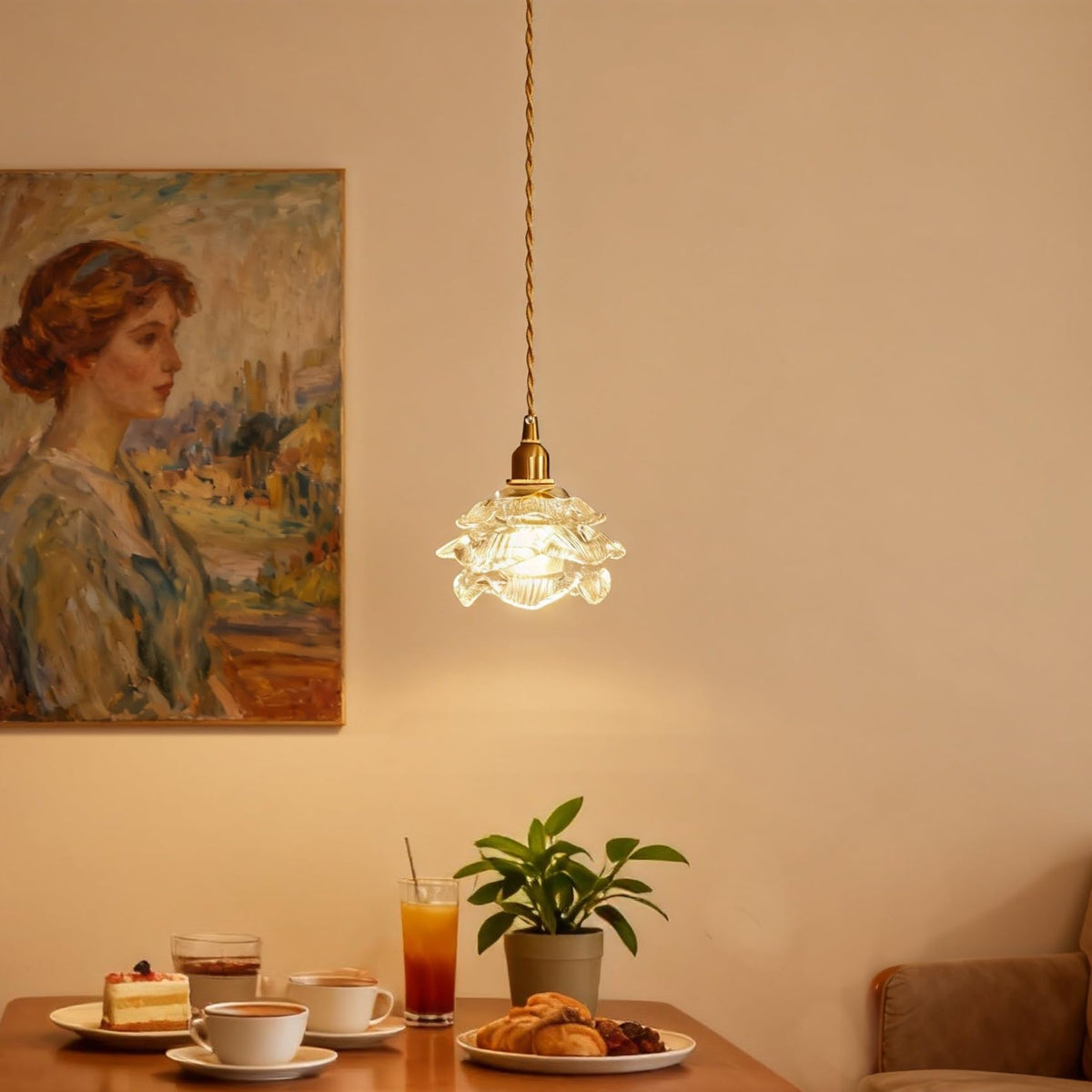 Brass Mini Pendant Light (Transparent lampshade)