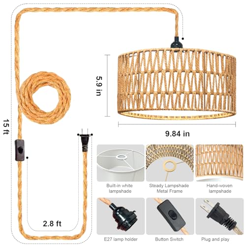Boho Rattan Chandelier