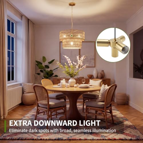 Boho Rattan Chandelier Light Fixture