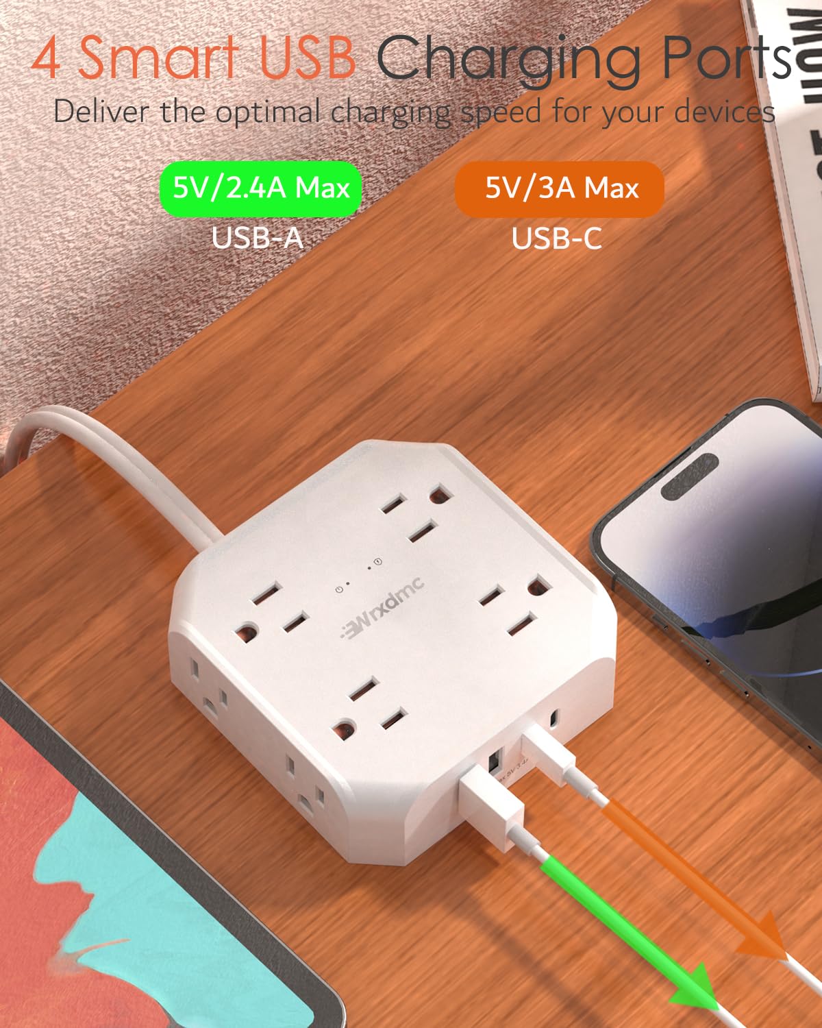 2 Prong Power Strip (10FT White)