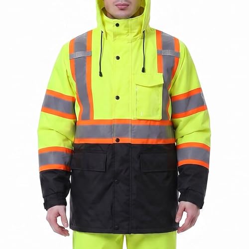 Rain Jacket Men Hi Vis Rain Coats Reflective Raincoat High Visibility Work Suits for Men Women Waterproof