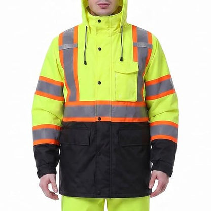 Rain Jacket Men Hi Vis Rain Coats Reflective Raincoat High Visibility Work Suits for Men Women Waterproof