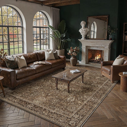 Area Rugs 8x10 Brown Vintage Rug for Living Room (Retro | Brown / 8' x 10' (Rectangular))