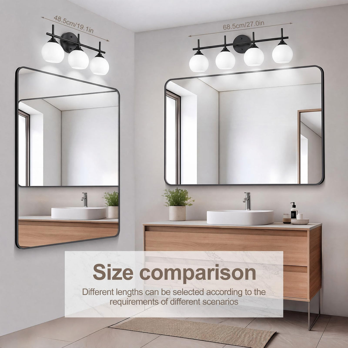 3 Light Bathroom Light Fixtures (Black / 3-Light)