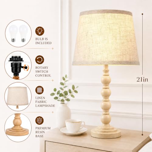 Traditional 21" Rustic Table Lamp Set of 2 for Living Room